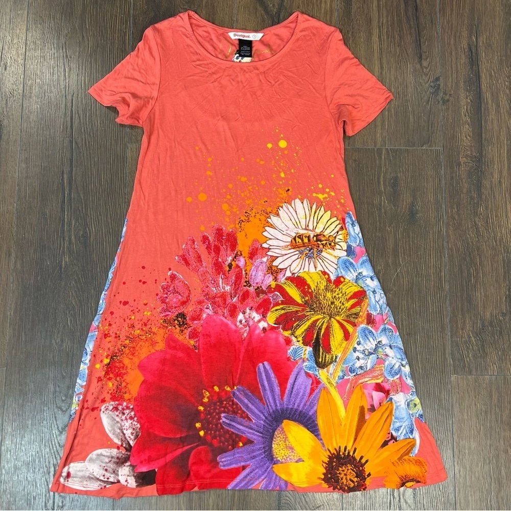 Desigual Mc Luka Short Sleeve Dress Floral SZ SM